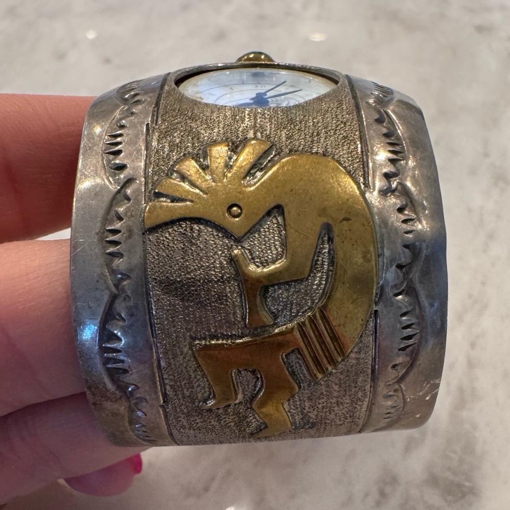 Native American Sterling silver gold filled Watch/Cuff - Picture 4 of 5